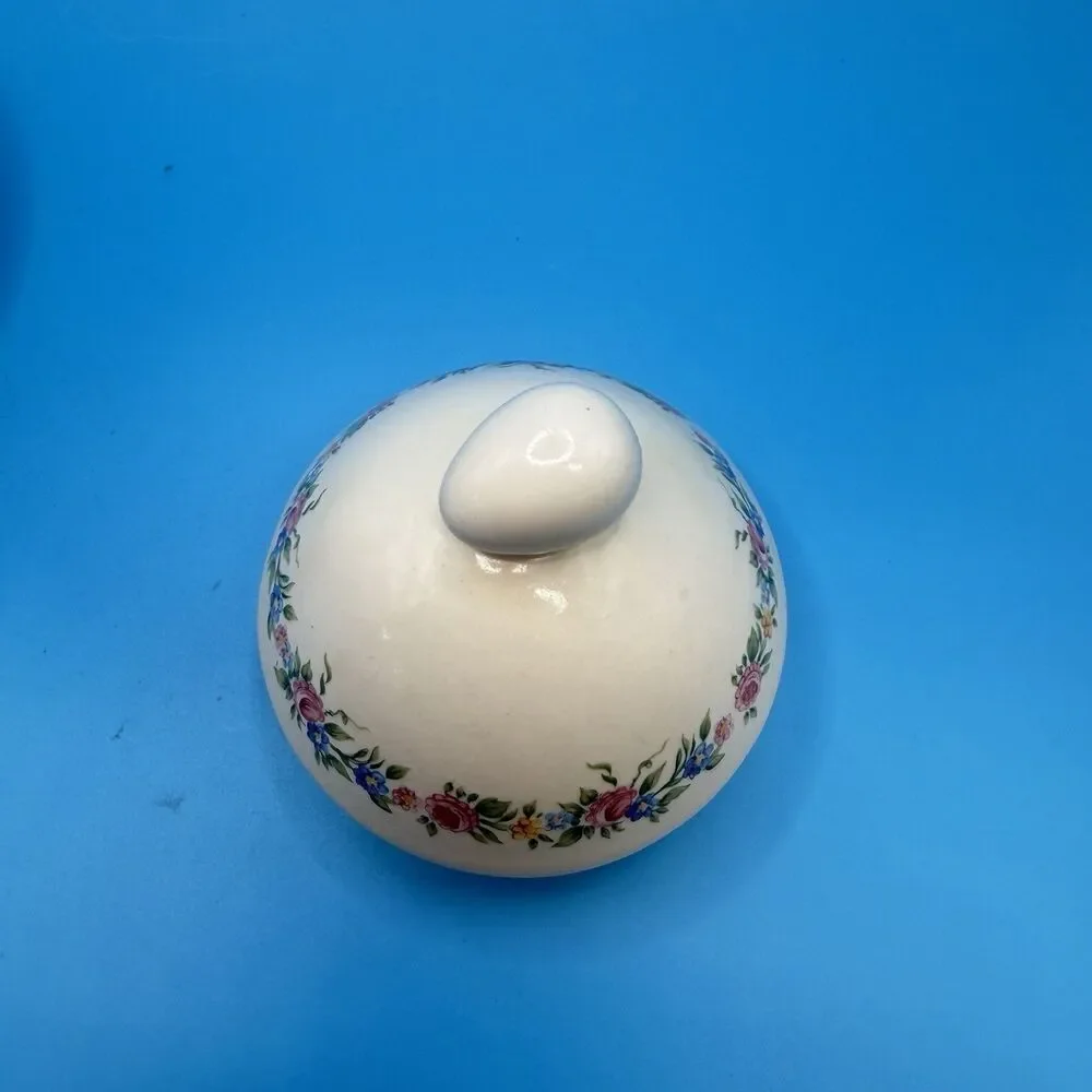 Vintage Floral Ceramic Teapot Pink Blue Roses Cottagecore Lidded Tea Pot AS IS